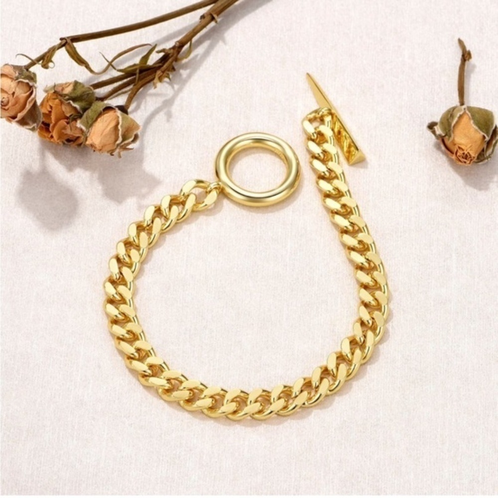 Gold 18k Gold Plated Toggle Chain Bracelet